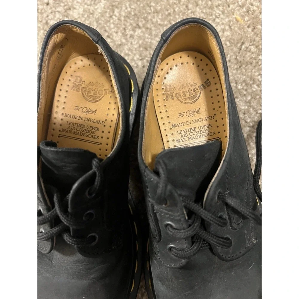 Vintage Dr Martens Original Made In England Leather Black Shoes Kids US 1